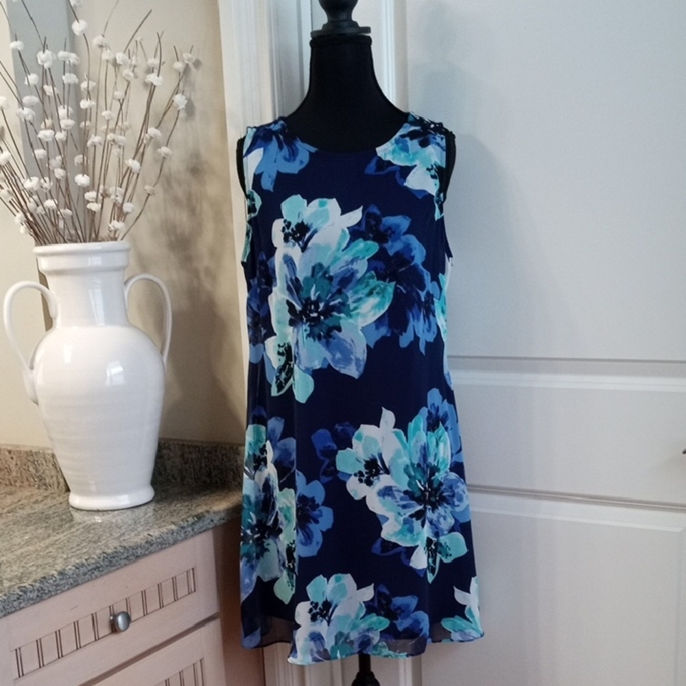 Jessica Howard Blue Sleeveless Sundress Size 12P